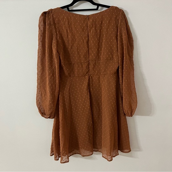 LYANER Women' Swiss Dots Square Neck Ruffle Hem Short Sleeve Elegant Mini Dress - Picture 12 of 13